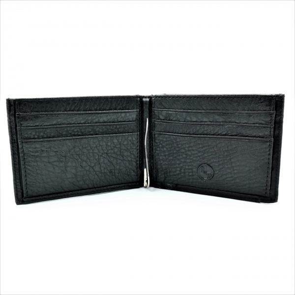 Чоловічий шкіряний гаманець-затискач Чорного кольору
