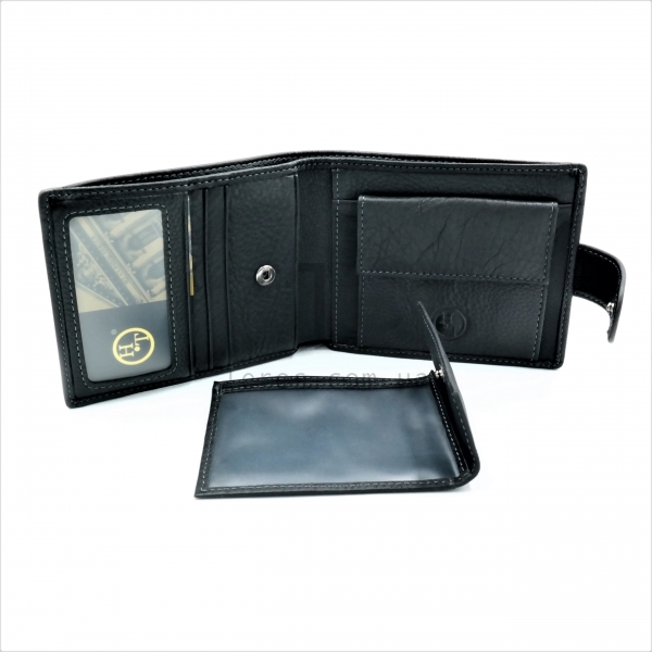 Чоловічий шкіряний гаманець Чорного кольору