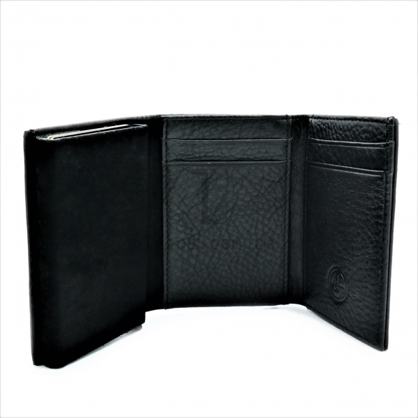 Чоловіча шкіряна візитниця-гаманець Чорного кольору