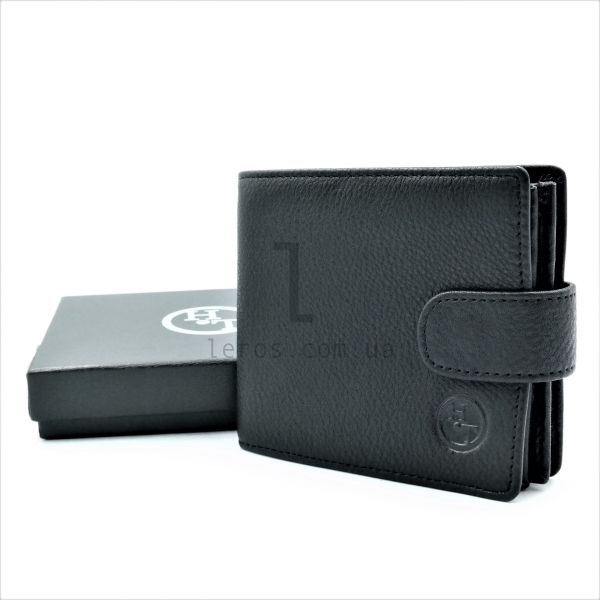 Чоловічий шкіряний гаманець Чорного кольору