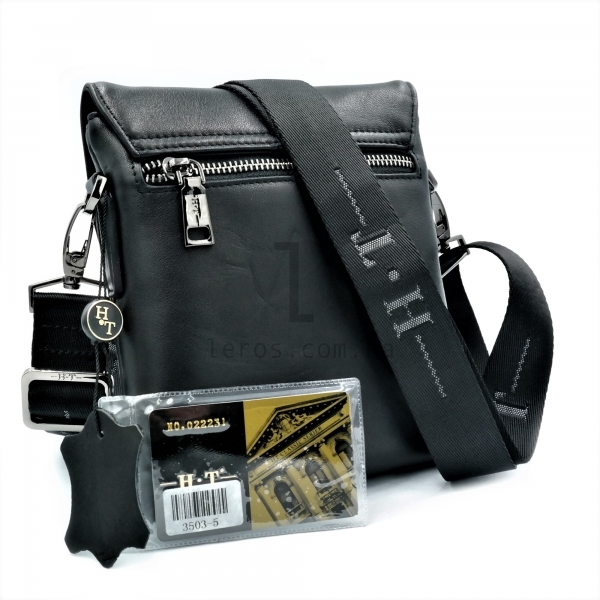 Чоловіча шкіряна сумка HT Чорного кольору