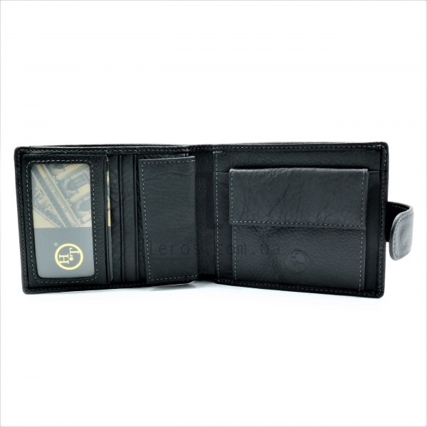 Чоловічий шкіряний гаманець Чорного кольору