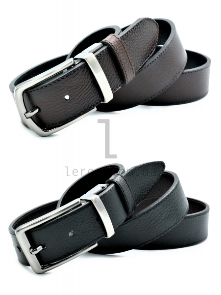 Чоловічий шкіряний ремінь двосторонній