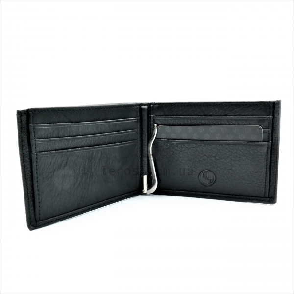 Чоловічий шкіряний гаманець-затискач Чорного кольору
