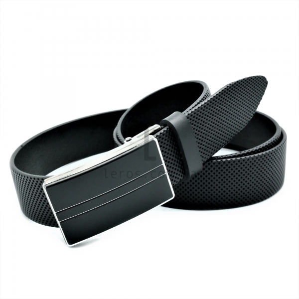 Чоловічий шкіряний ремінь із затискною пряжкою