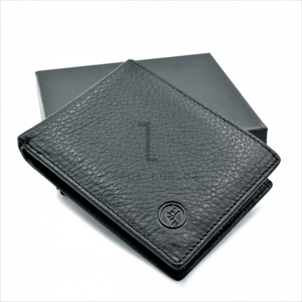 Чоловічий шкіряний гаманець Чорного кольору
