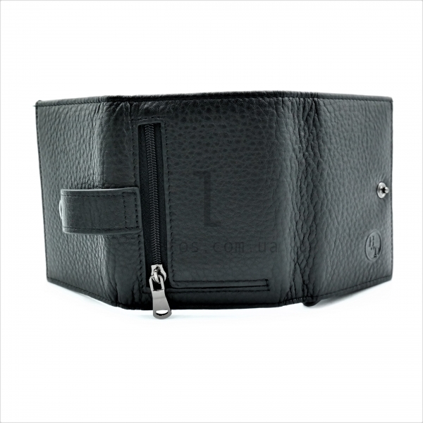 Чоловіча шкіряна візитниця-гаманець Чорного кольору