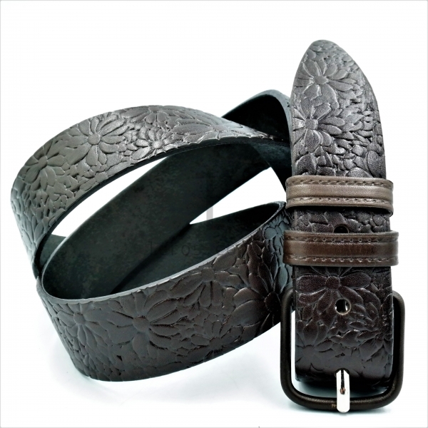 Ремінь жіночий антиалергенний з візерунком (шкіряний)