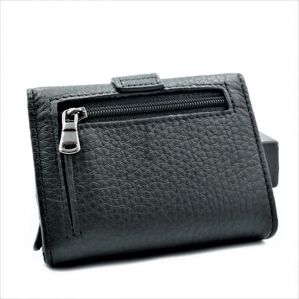 Чоловіча шкіряна візитниця-гаманець Чорного кольору