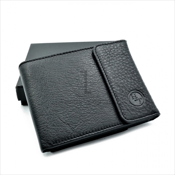 Чоловічий шкіряний гаманець Чорного кольору