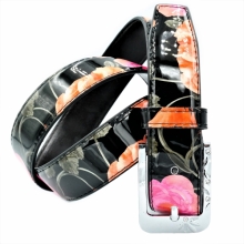 Жіночий ремінь квіти лак