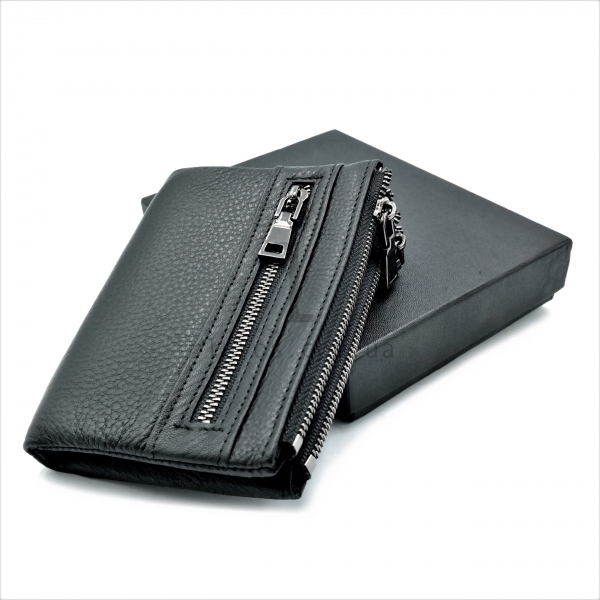 Чоловічий шкіряний гаманець Чорного кольору