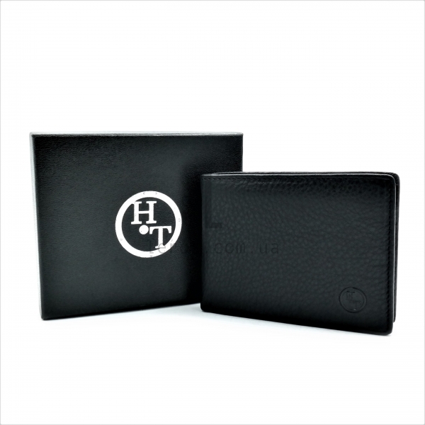 Чоловічий шкіряний гаманець Чорного кольору