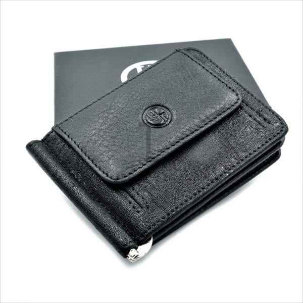 Чоловічий шкіряний гаманець-затискач Чорного кольору