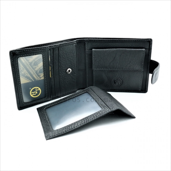 Чоловічий шкіряний гаманець Чорного кольору