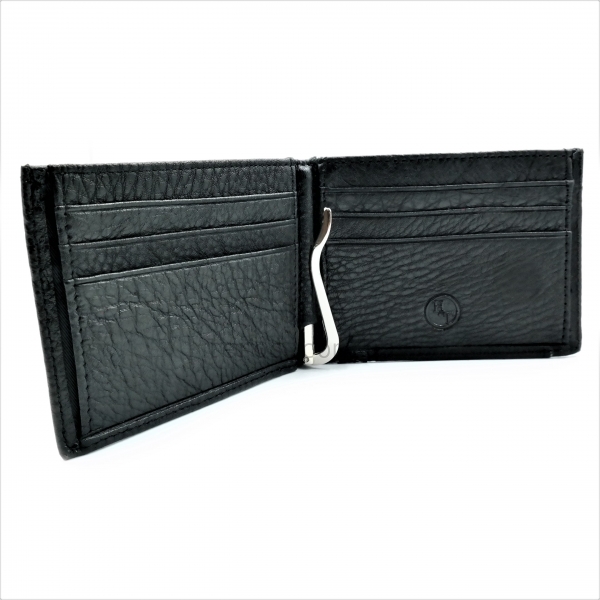 Чоловічий шкіряний гаманець-затискач Чорного кольору