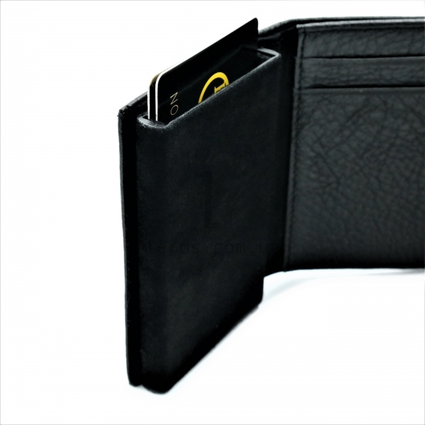 Чоловіча шкіряна візитниця-гаманець Чорного кольору