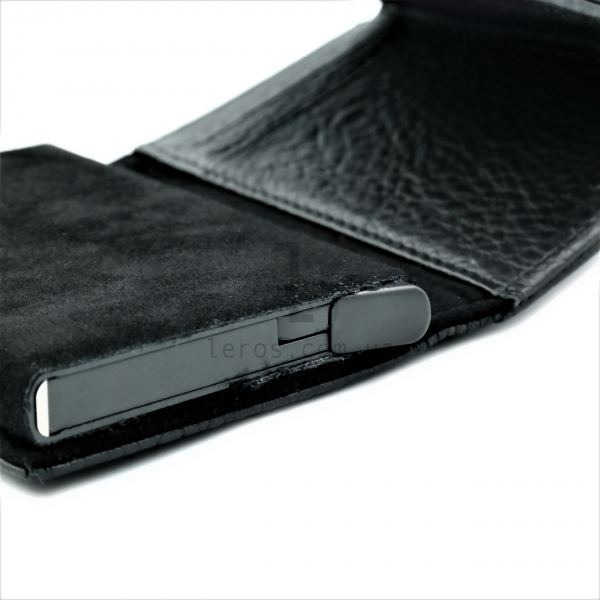 Чоловіча шкіряна візитниця-гаманець Чорного кольору