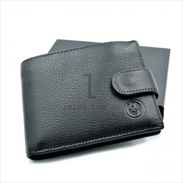 Чоловічий шкіряний гаманець Чорного кольору