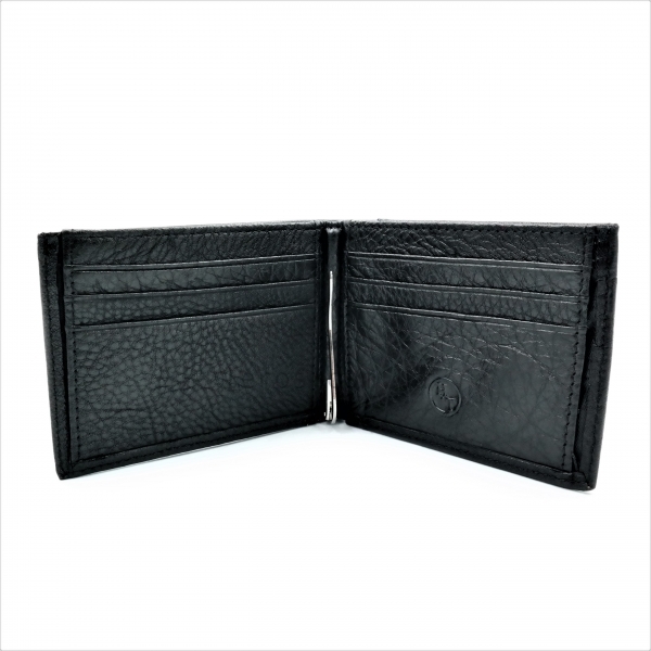 Чоловічий шкіряний гаманець-затискач Чорного кольору