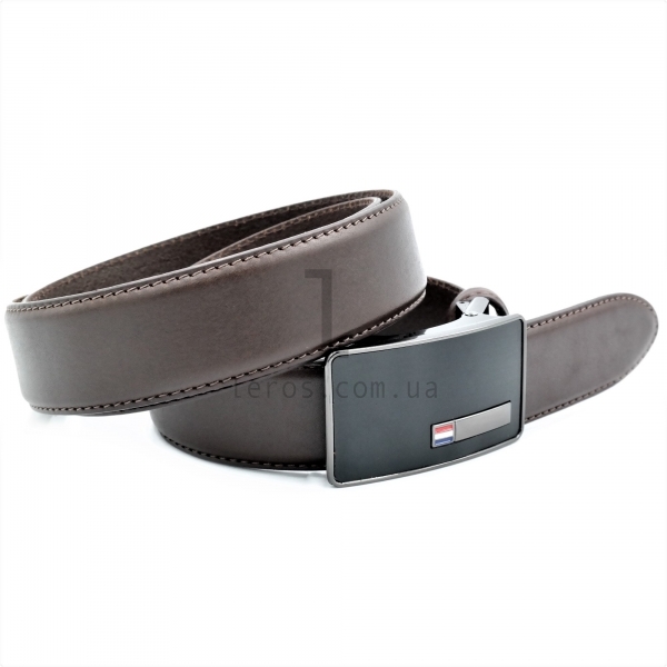 Чоловічий шкіряний ремінь із затискною пряжкою