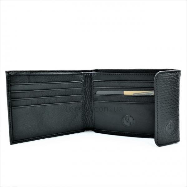 Чоловічий шкіряний гаманець Чорного кольору