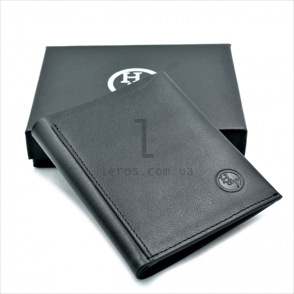 Чоловічий шкіряний гаманець Чорного кольору
