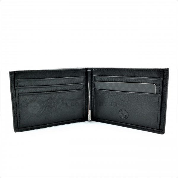 Чоловічий шкіряний гаманець-затискач Чорного кольору