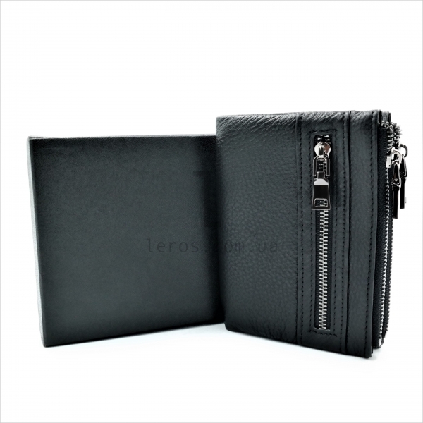 Чоловічий шкіряний гаманець Чорного кольору