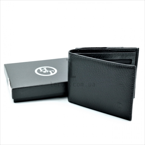 Чоловічий шкіряний гаманець Чорного кольору