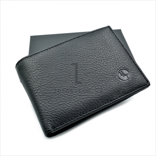 Чоловічий шкіряний гаманець-затискач Чорного кольору